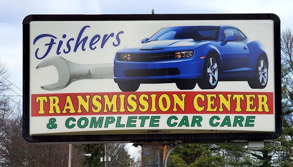 Fisher's Transmission Center Road Sign